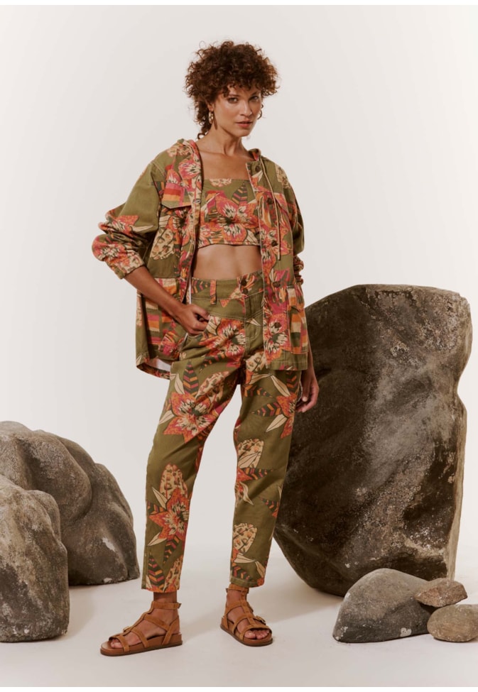 Parka Sarja Mix Estampada Flor do Cerrado