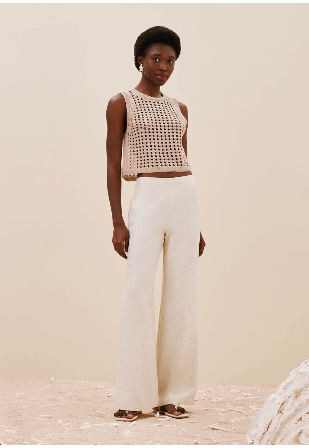 Regata Rendada Estilo Crochê Tricot