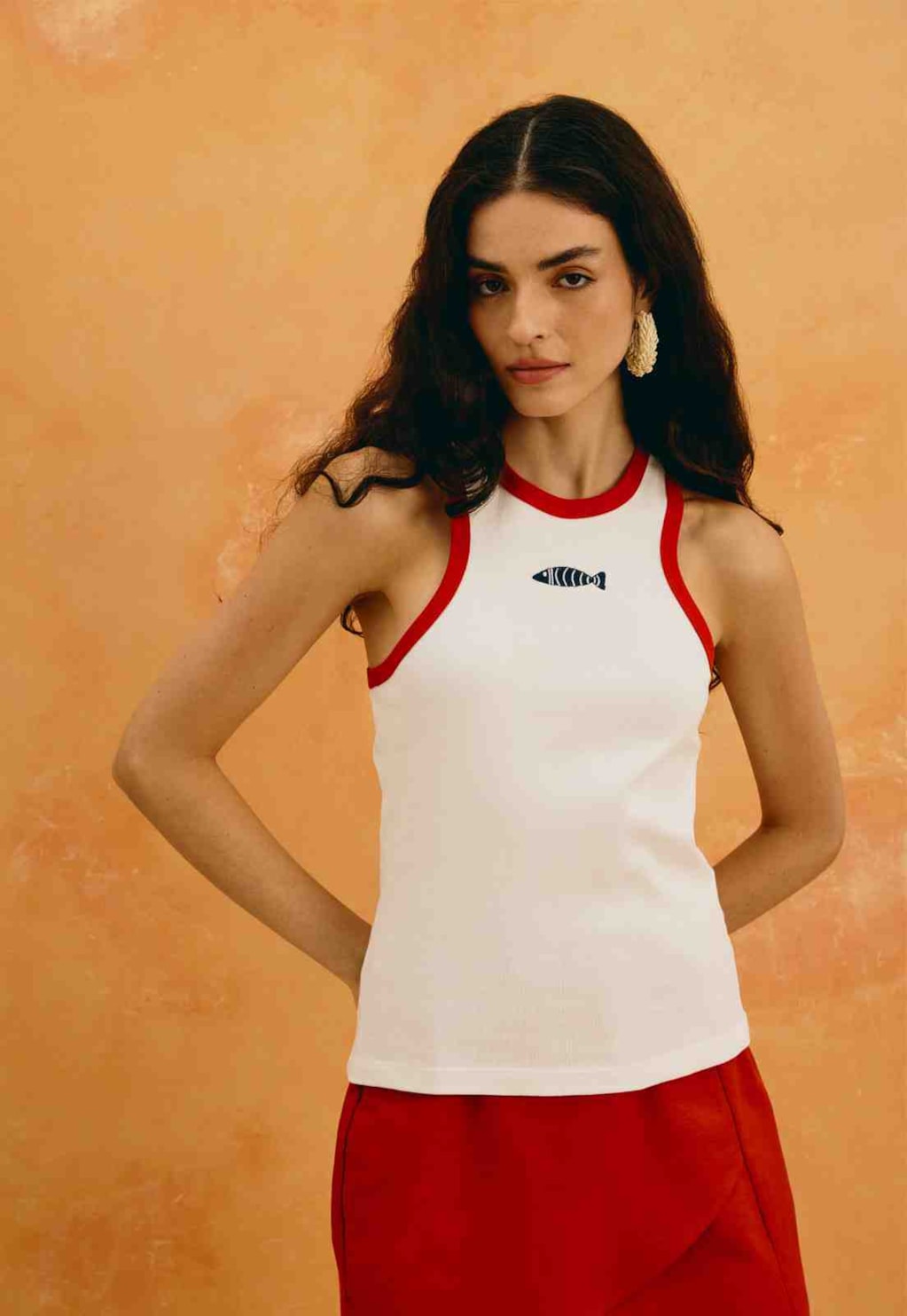 Regata Rib Bordado Peixe