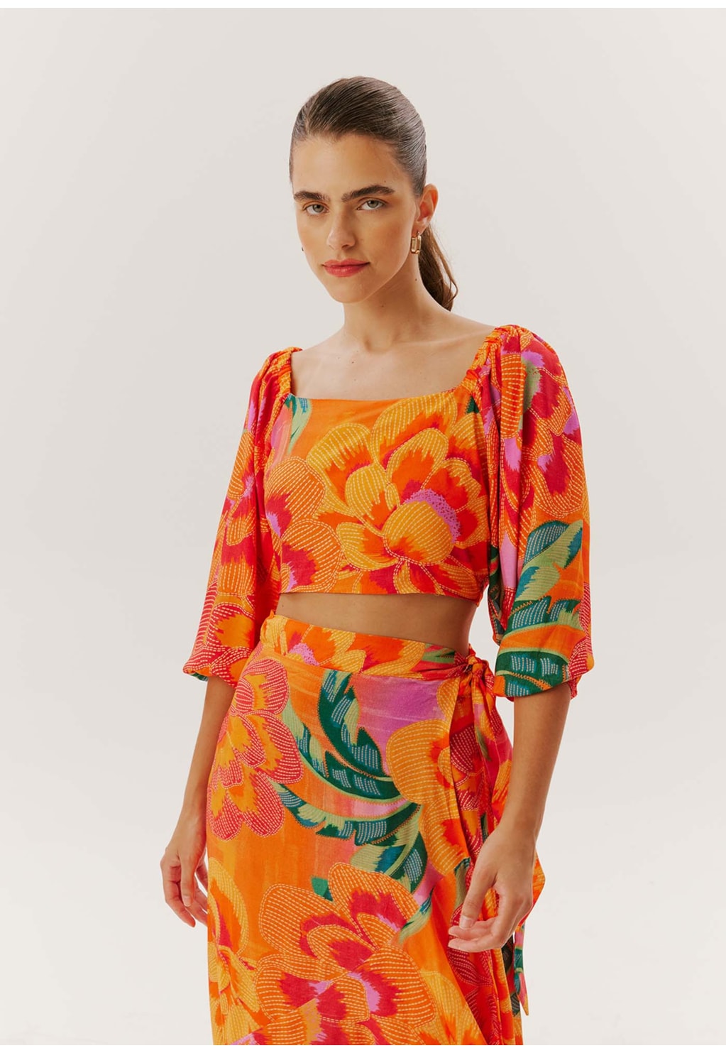 Saia Babados estampada Aruba