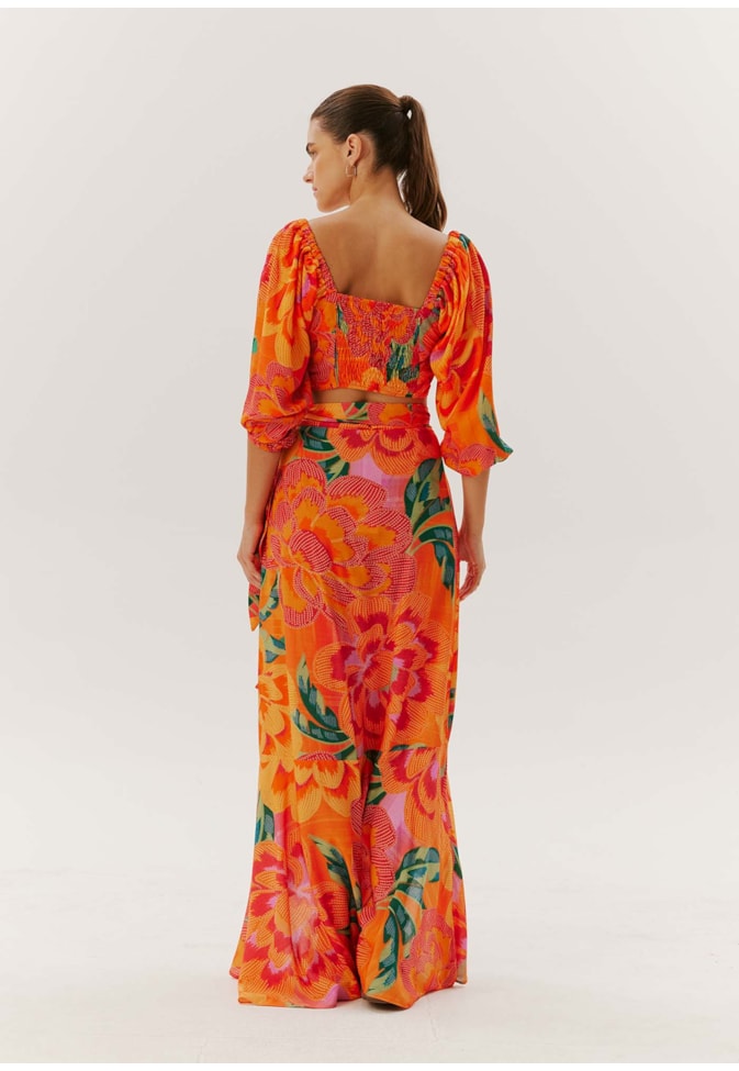 Saia Babados estampada Aruba