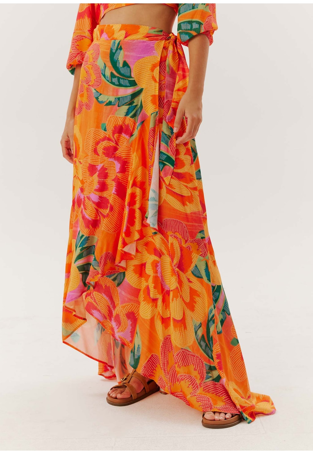 Saia Babados estampada Aruba