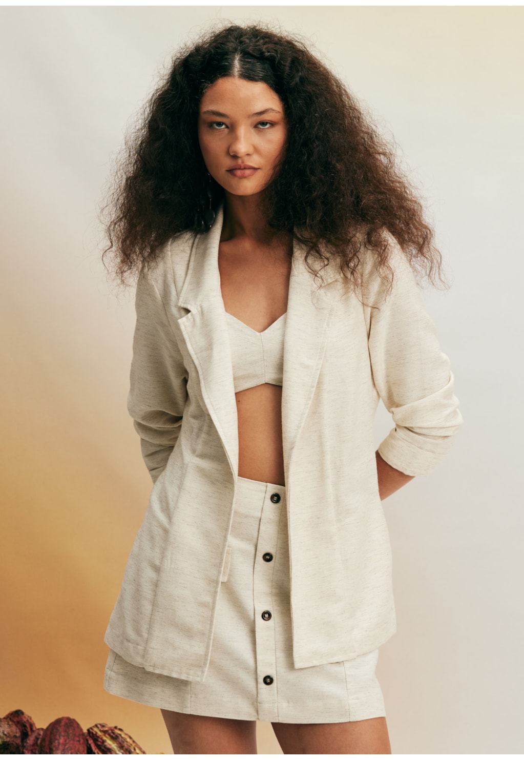 Saia Curta Botões Zíper Liso