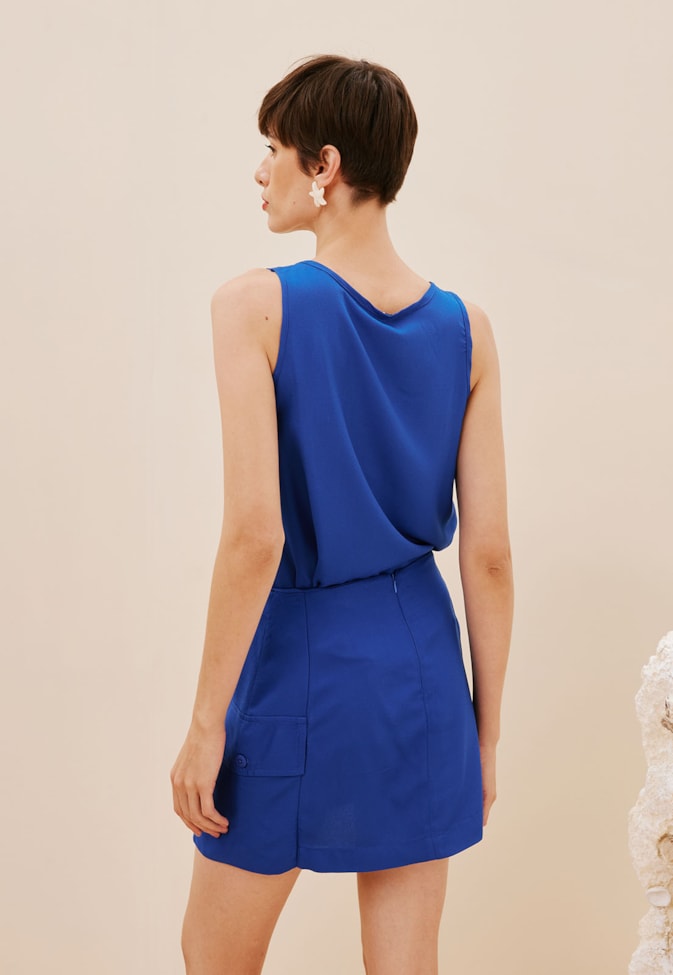 Saia Curta Transpassada Com Bolso