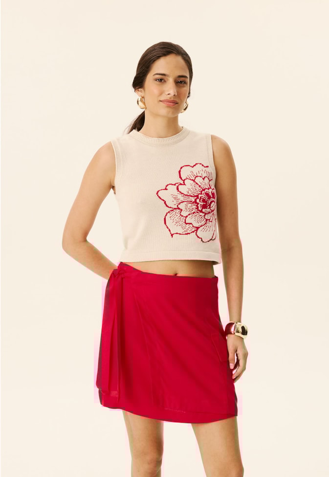 Saia Curta Transpassada Com Bolso