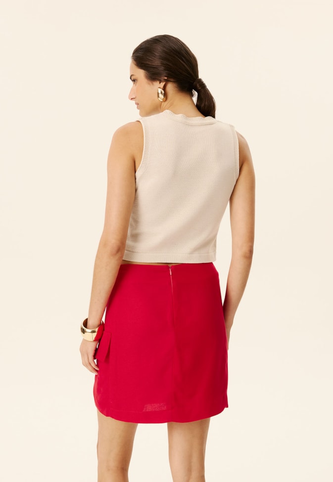 Saia Curta Transpassada Com Bolso