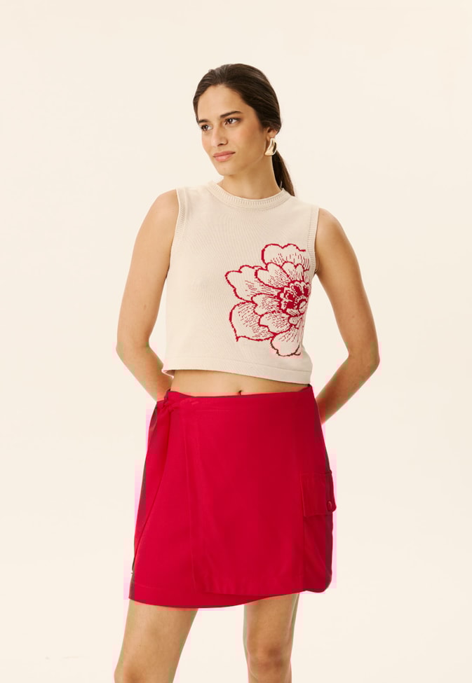 Saia Curta Transpassada Com Bolso