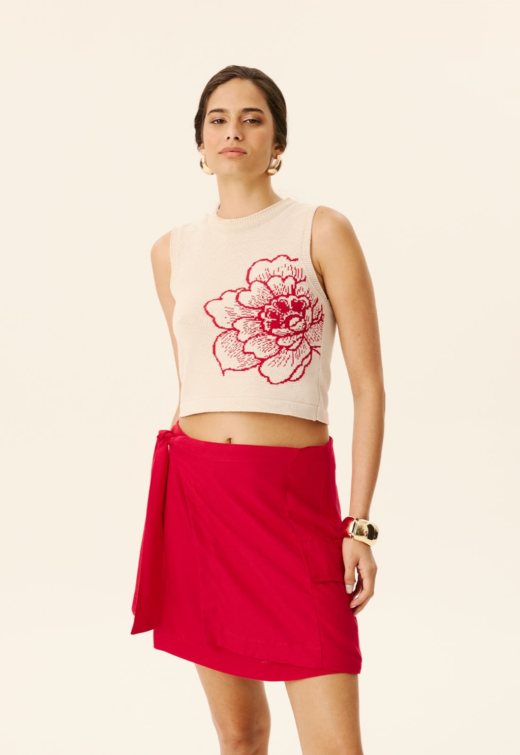 Saia Curta Transpassada Com Bolso