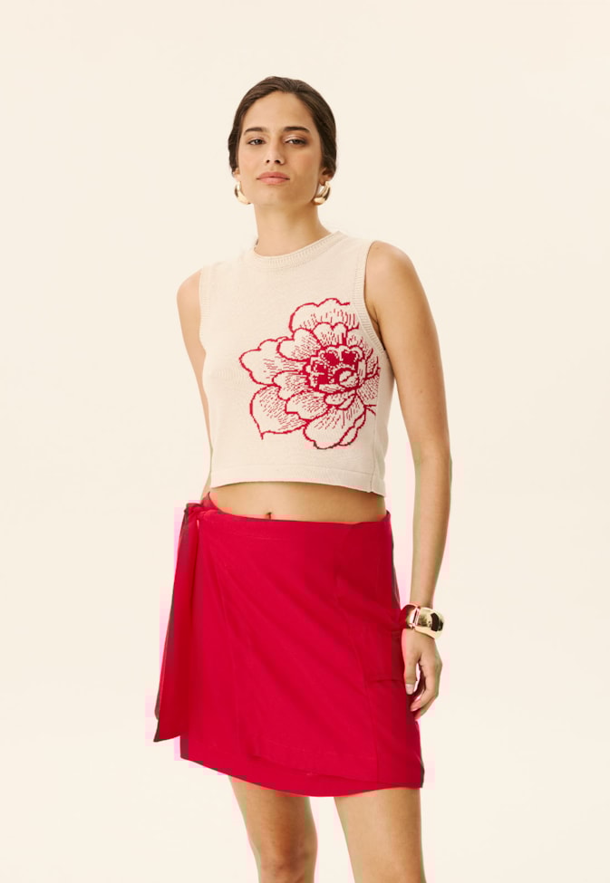 Saia Curta Transpassada Com Bolso