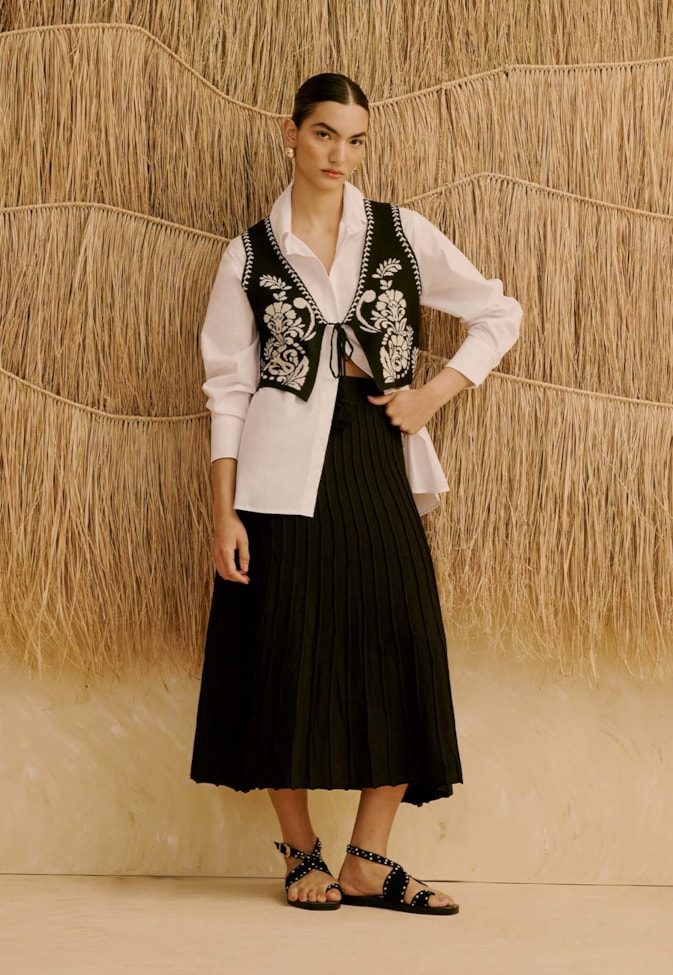 Saia em Tricot Plissada