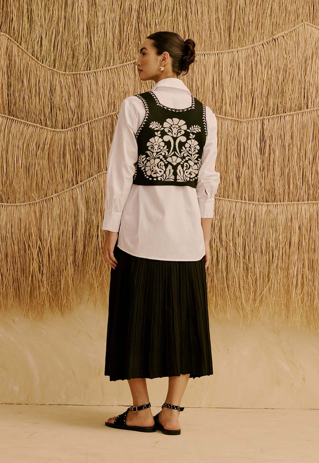Saia em Tricot Plissada Vista Traseira