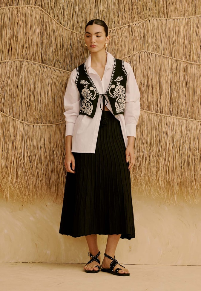 Saia em Tricot Plissada