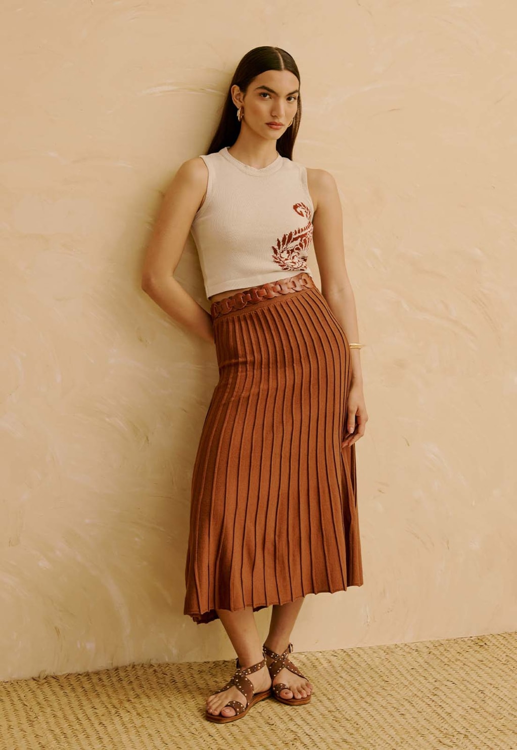 Saia em Tricot Plissada