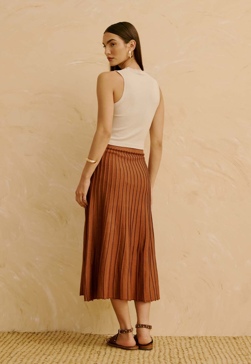 Saia em Tricot Plissada