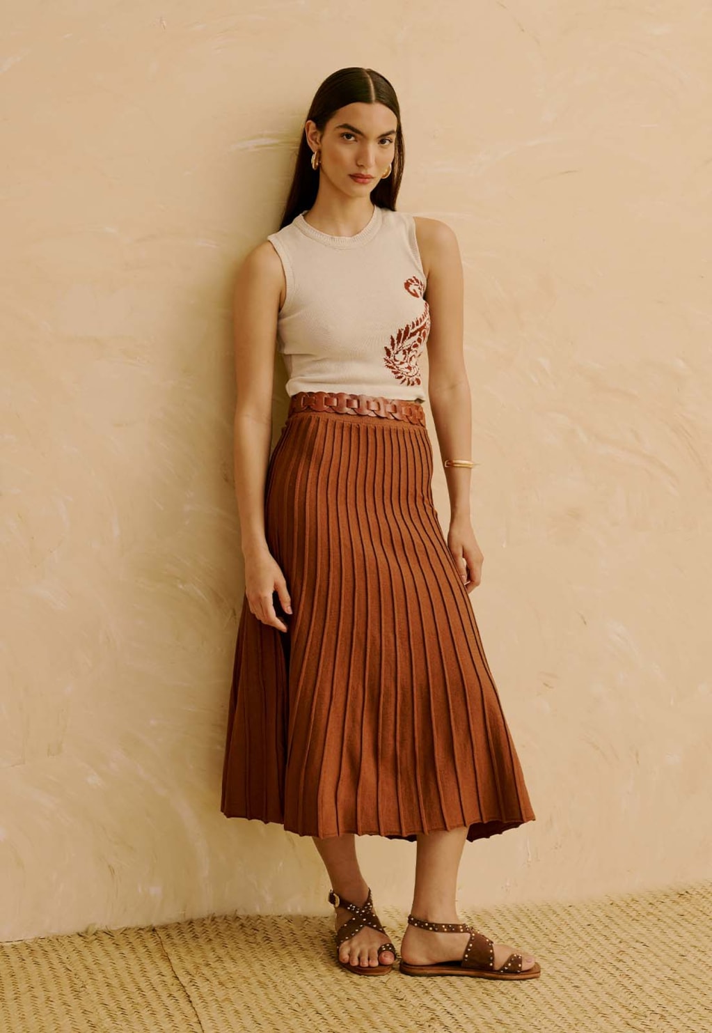 Saia em Tricot Plissada