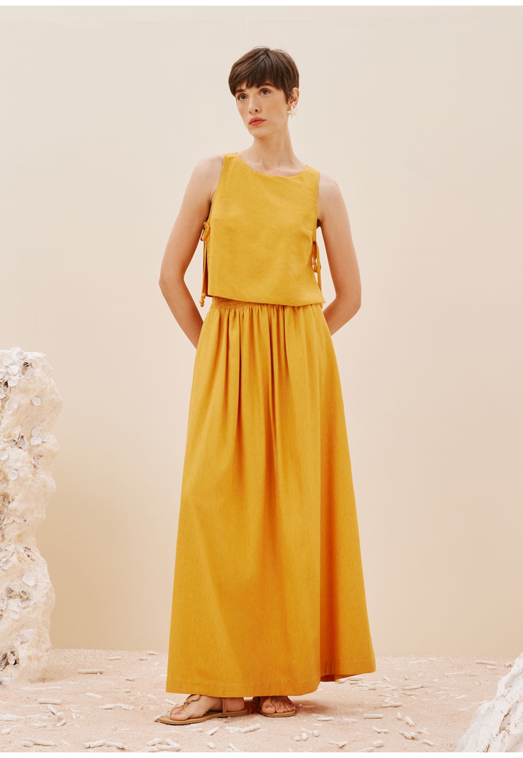 Saia Longa Elástico Cintura