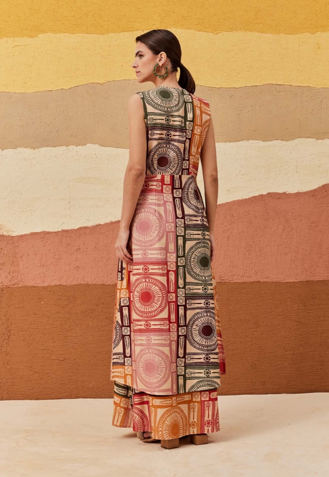 Saia Longa Elástico Estampada Los Andes