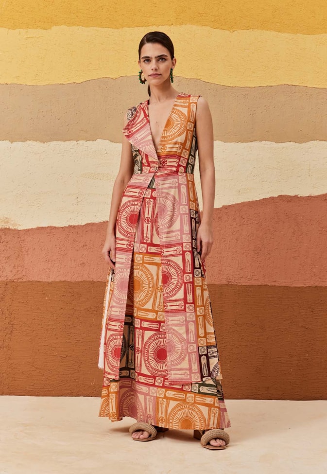 Saia Longa Elástico Estampada Los Andes