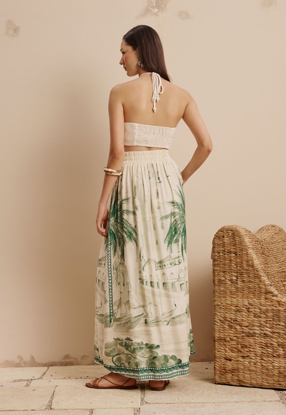 Saia Longa Estampada Belém Vista Traseira