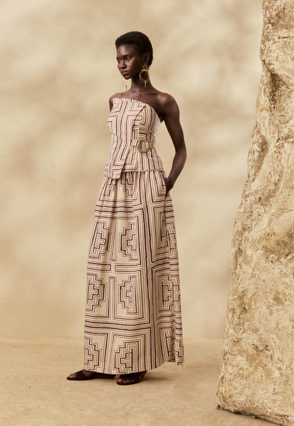 Saia Longa Estampada Quipu Vista Frontal