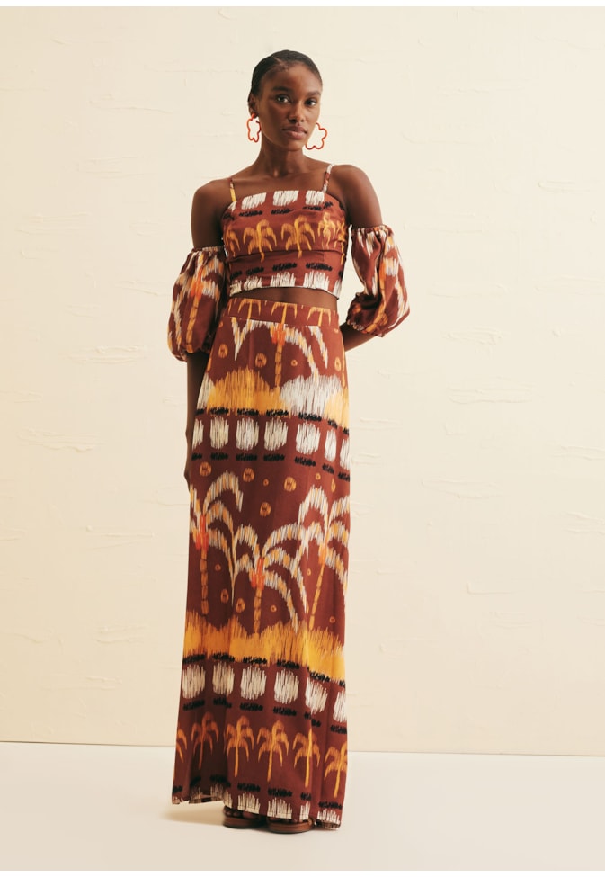 Saia Longa Fenda Estampada Huacachina