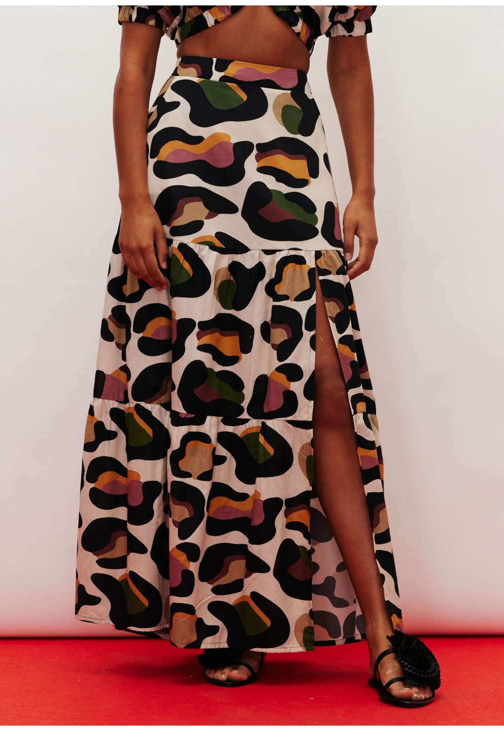 Saia Longa Fenda Estampada Kizumba