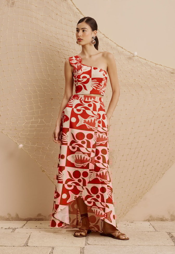 Saia Longa Mullet Estampada Tucunaré