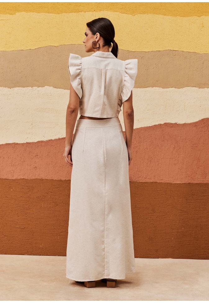 Saia Longa Reta Fenda Frontal