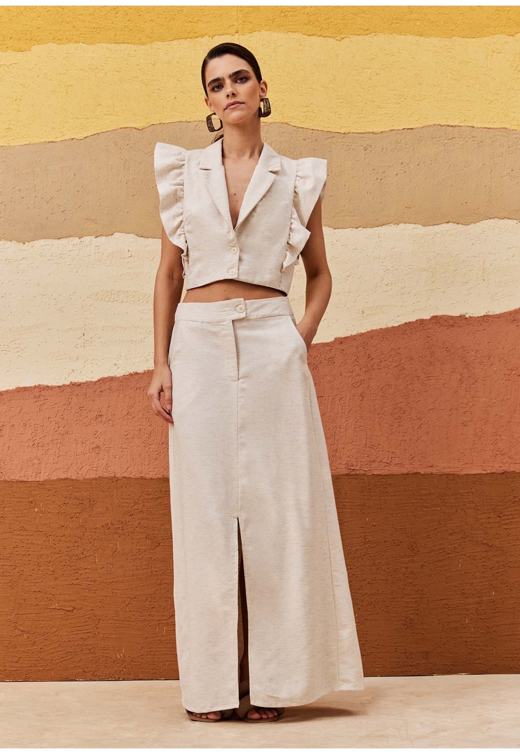 Saia Longa Reta Fenda Frontal