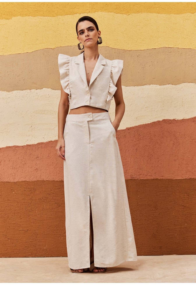 Saia Longa Reta Fenda Frontal