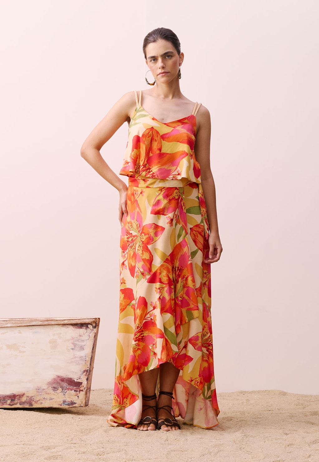 Saia Longa Transpasse Estampada Carimbó 