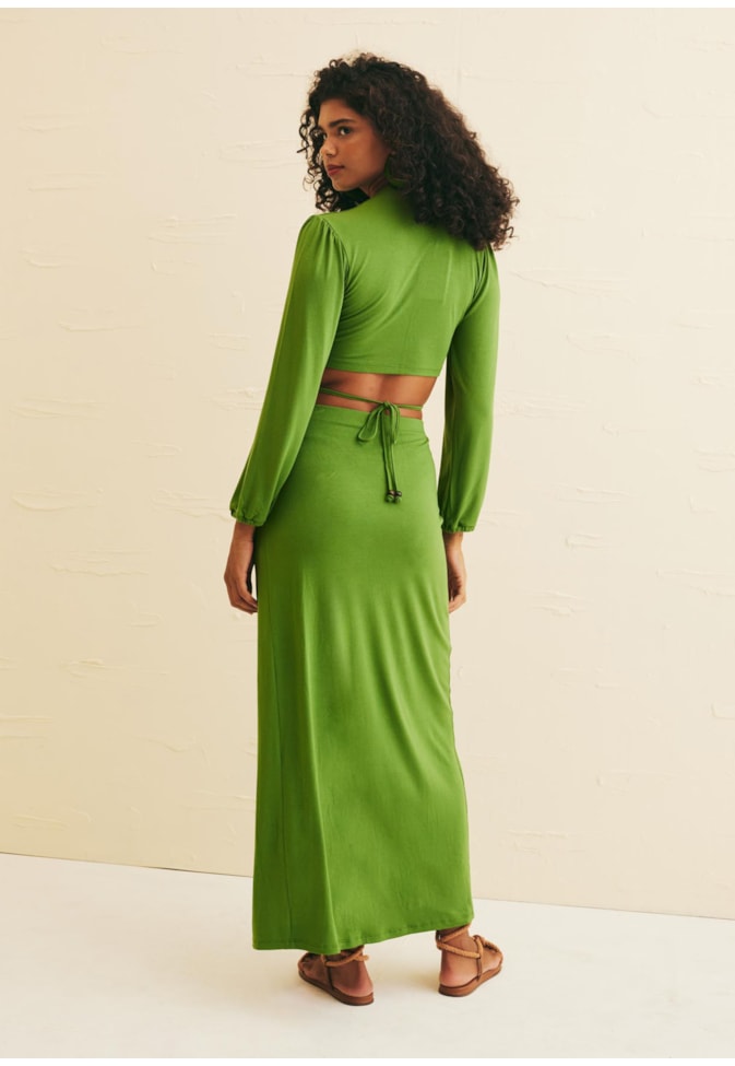 Saia Maxi Midi Efeito Drapeado