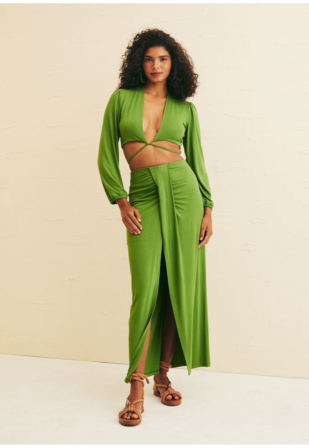 Saia Maxi Midi Efeito Drapeado