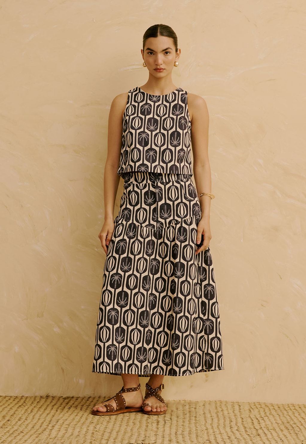 Saia Maxi Midi Estampada Cacau Palmer