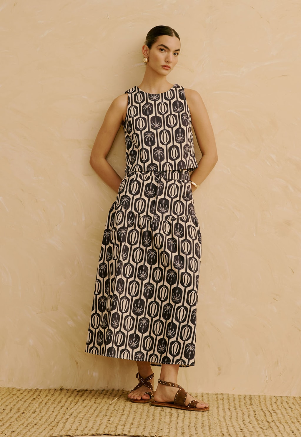 Saia Maxi Midi Estampada Cacau Palmer