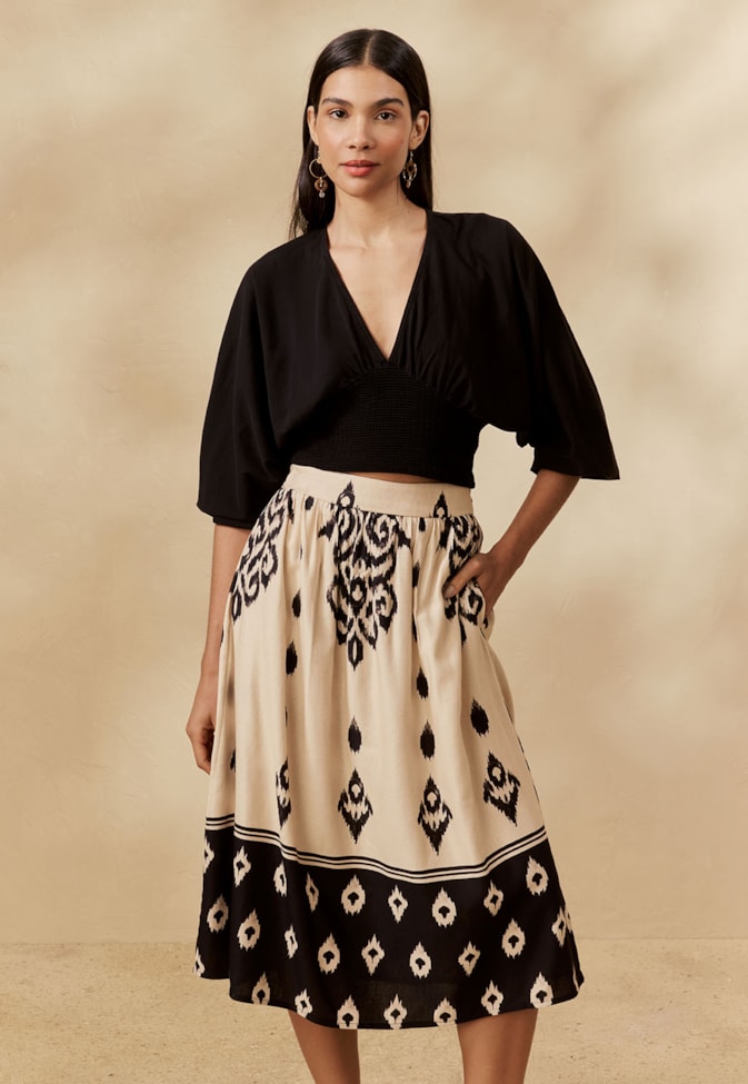 Saia Maxi Midi Estampada La Pacha 