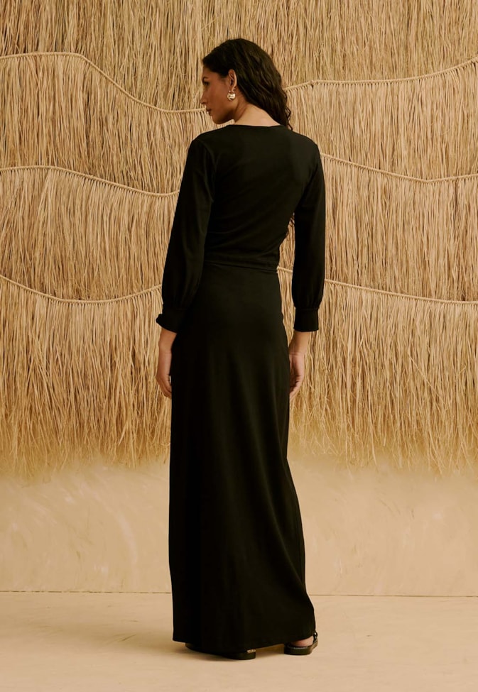 Saia Maxi Midi Lisa com Efeito Drapeado 