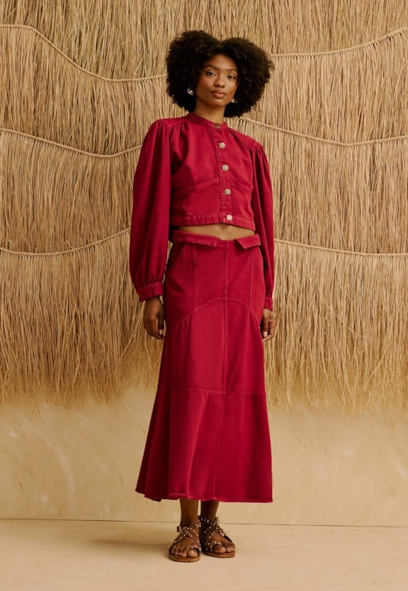 Saia Maxi Midi Lisa Sarja Recortes  Vista Frontal