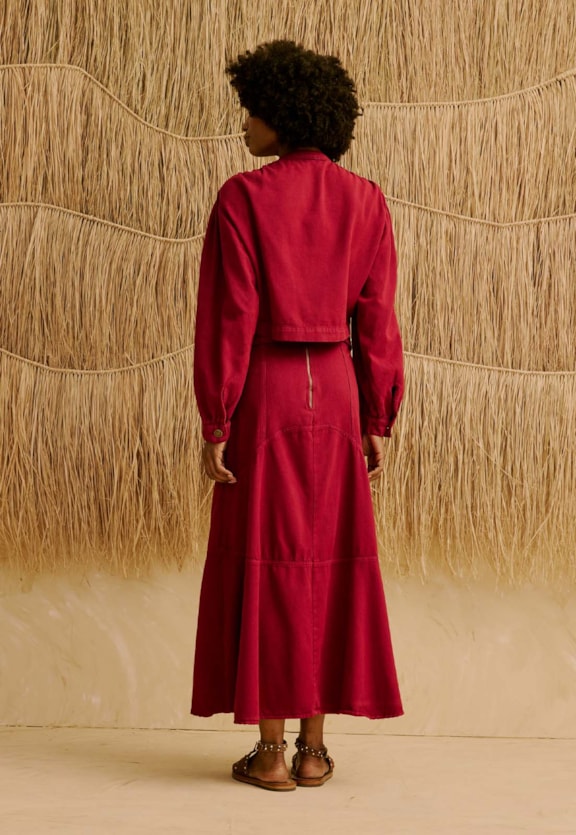 Saia Maxi Midi Lisa Sarja Recortes  Vista Traseira