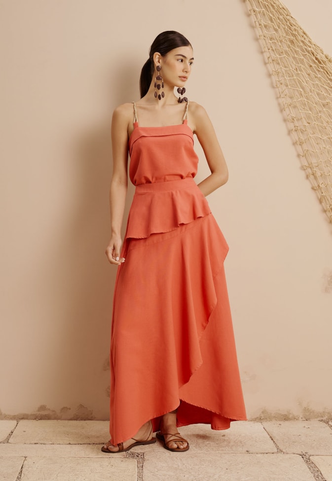 Saia Maxi Midi Rodada Com Pala Lisa