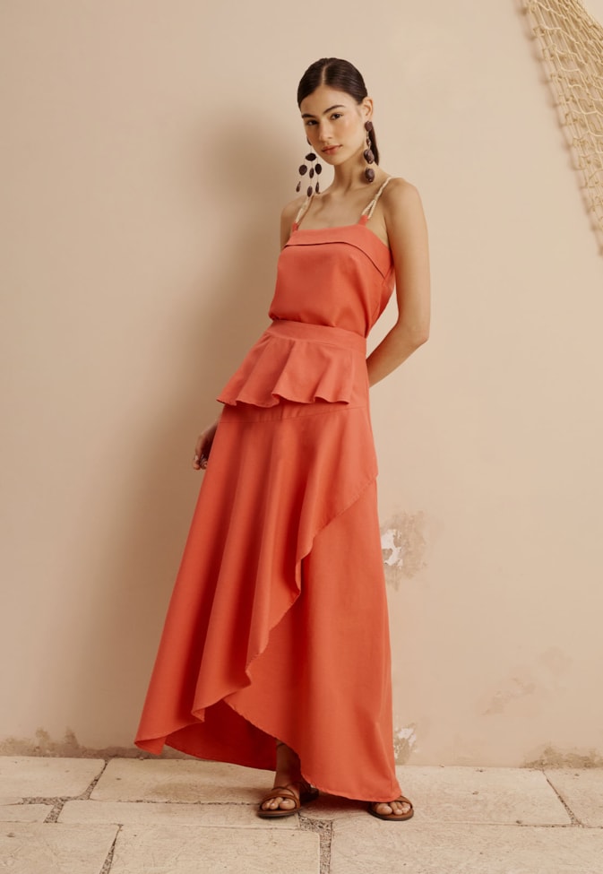 Saia Maxi Midi Rodada Com Pala Lisa