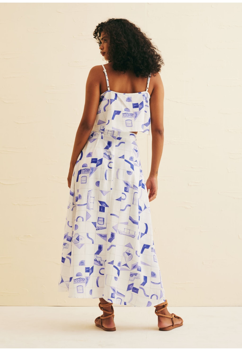 Saia Midi Ampla Bolso Estampada Paraty