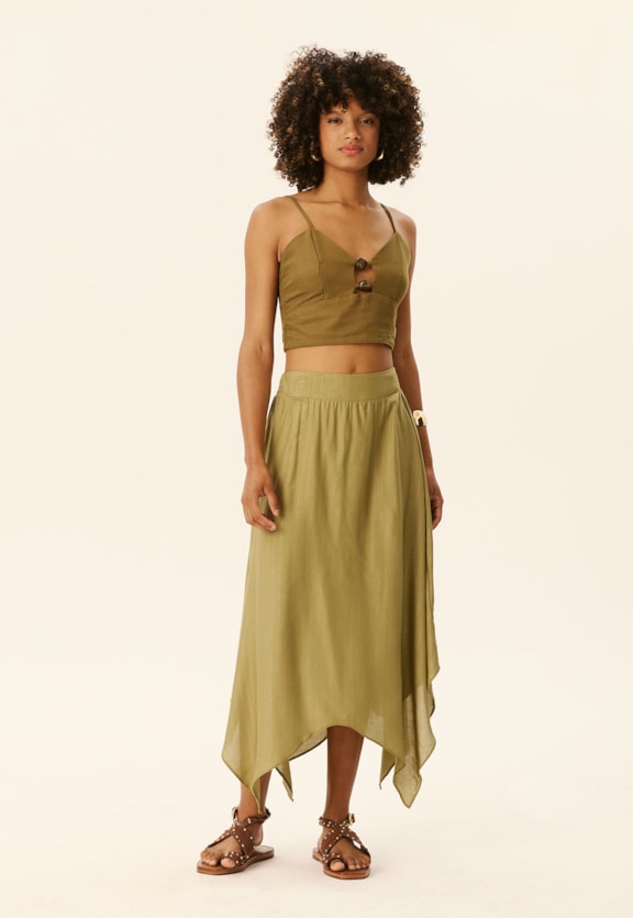 Saia Midi Assimétrica Vista Frontal