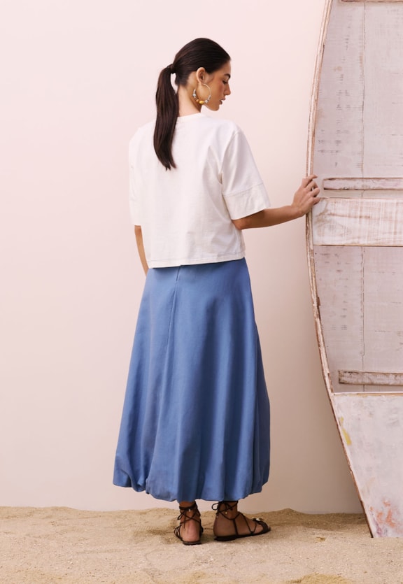 Saia Midi Balonê Vista Traseira