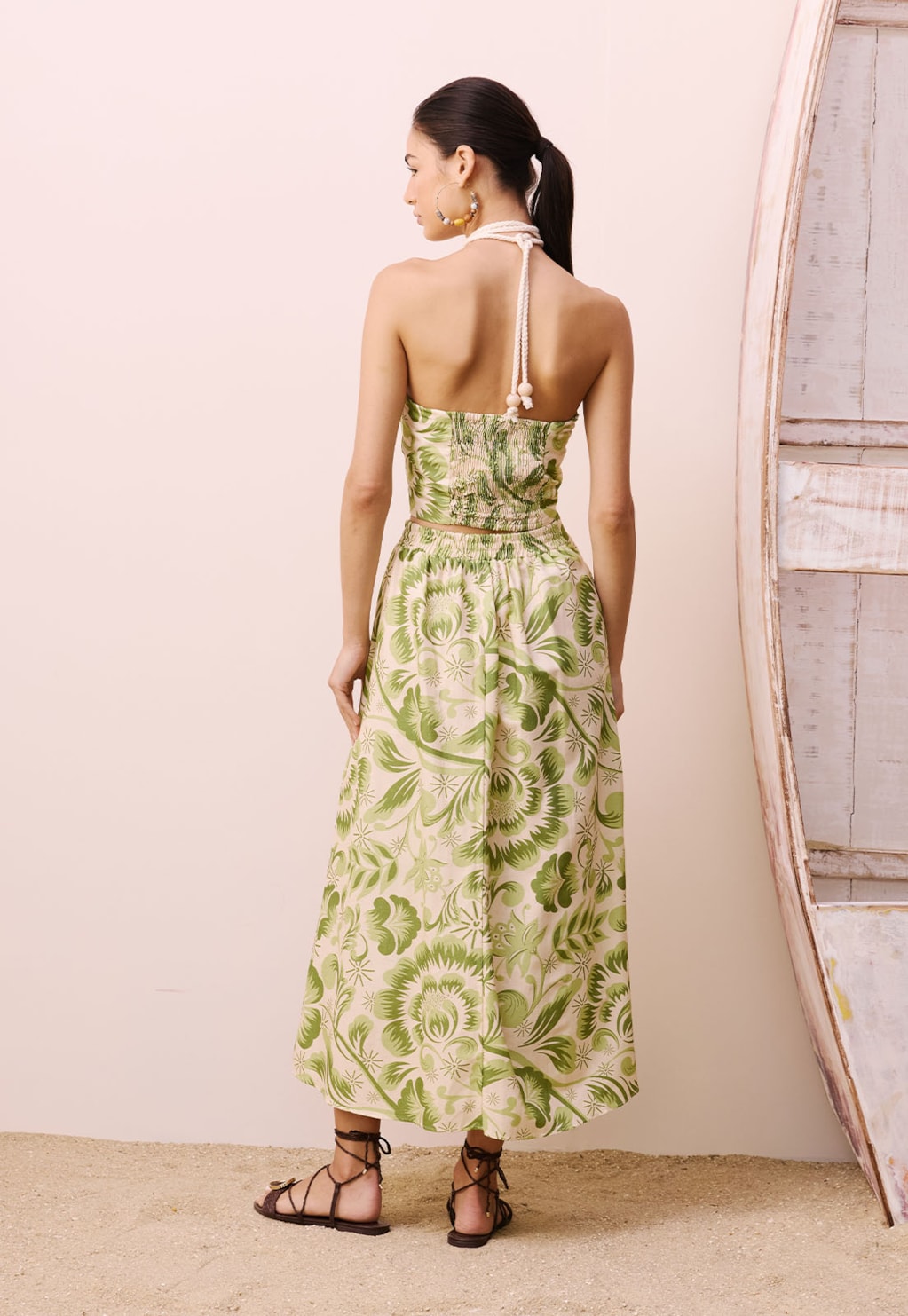 Saia Midi Bolsos Estampada