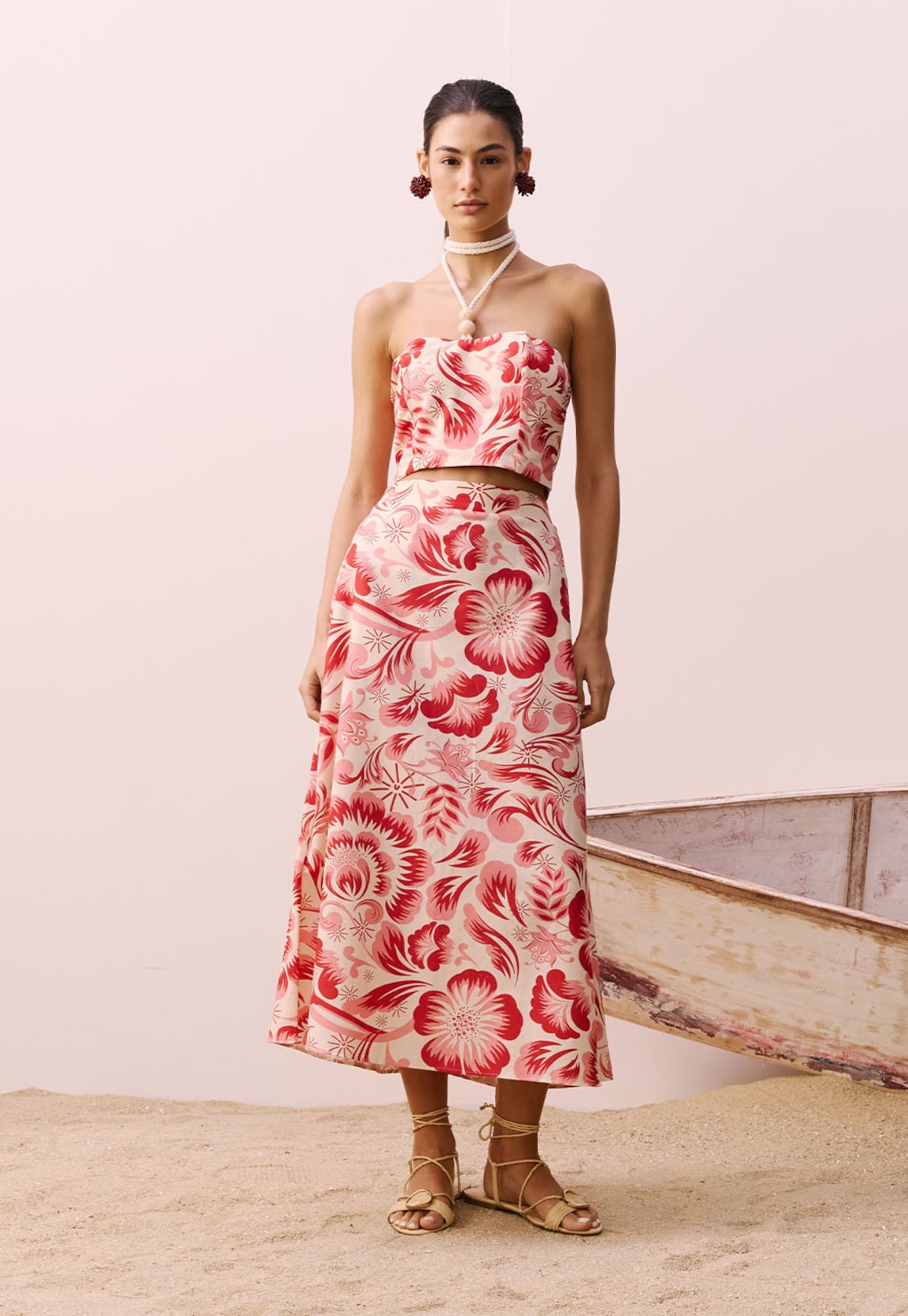 Saia Midi Bolsos Estampada