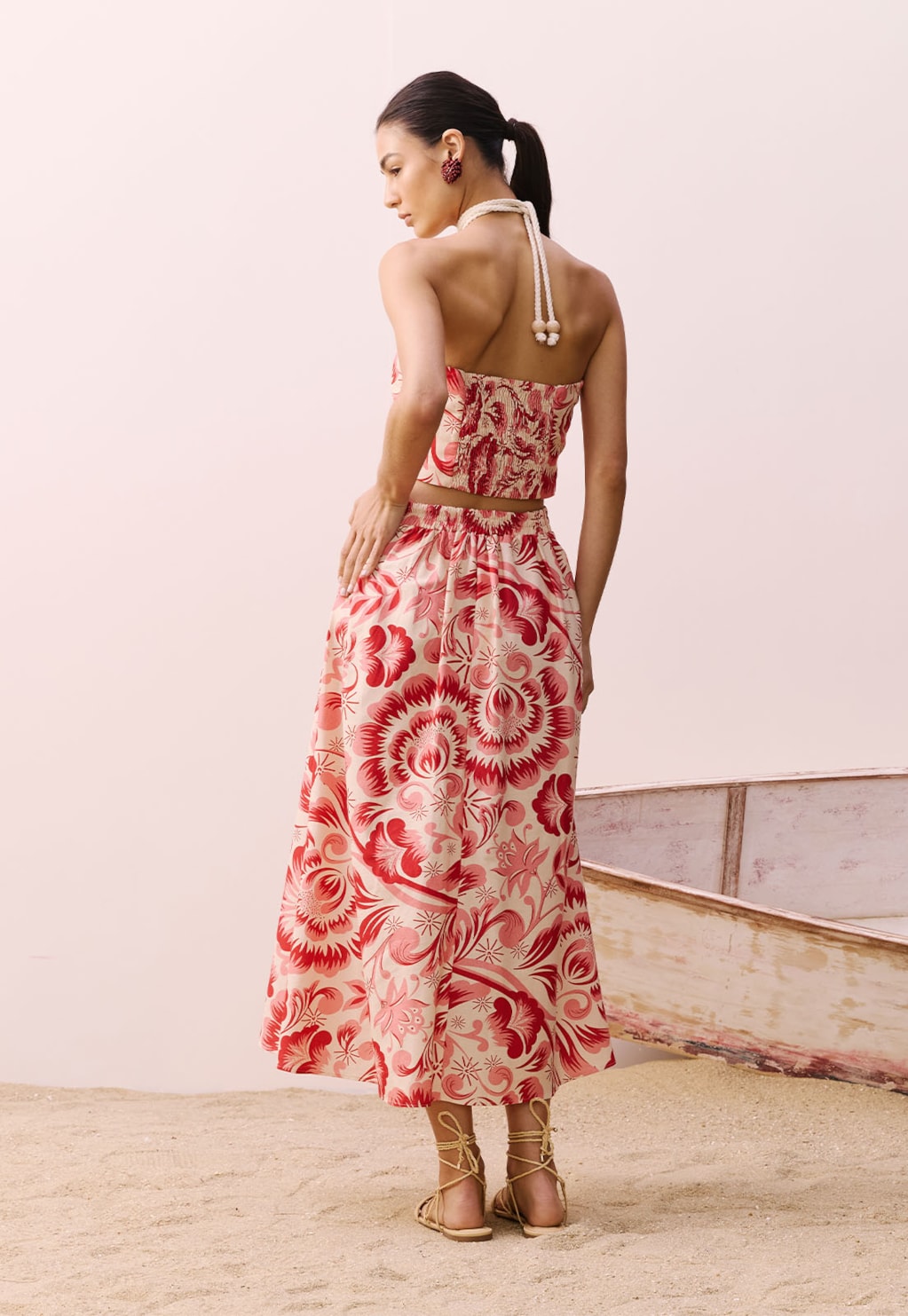 Saia Midi Bolsos Estampada