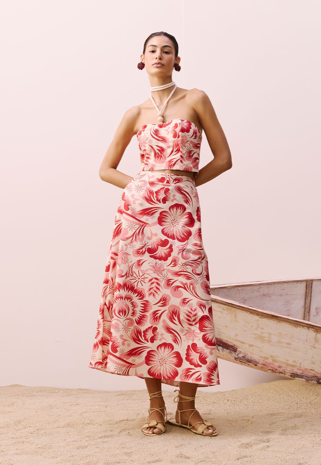 Saia Midi Bolsos Estampada