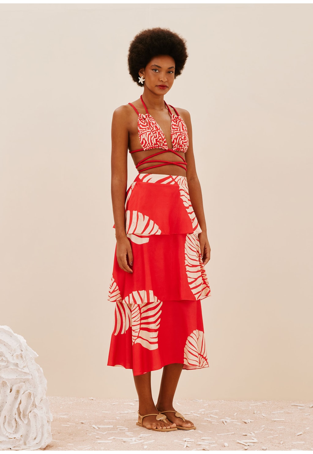 Saia Midi Camadas Estampada Caracas