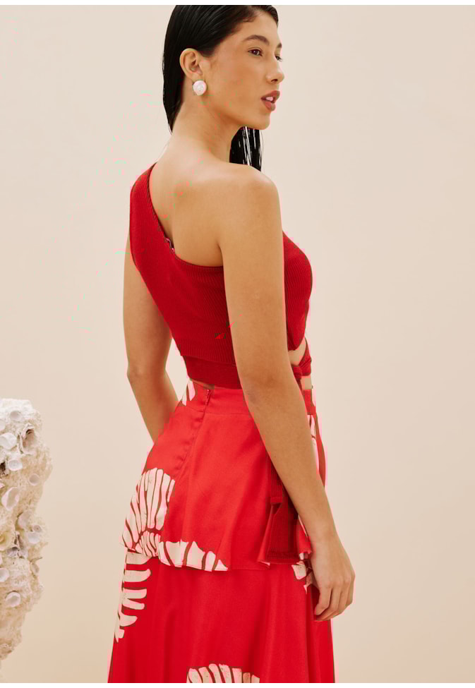 Saia Midi Camadas Estampada Caracas